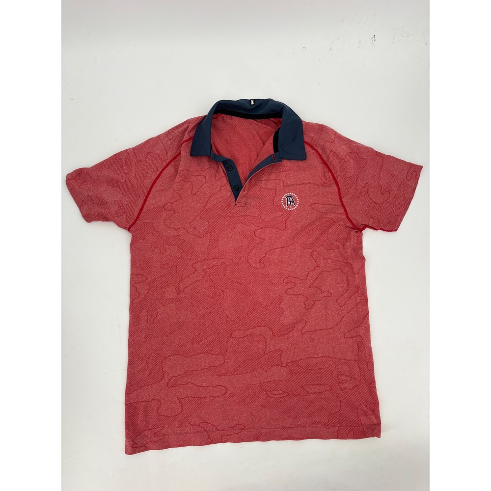 Barstool Sports UNRL Crossover Polo Shirt Mens Small Red Camo Golf Performance